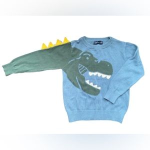 ANDY & EVAN 3T DINO SWEATER WITH SHOULDER SPIKE DETAIL